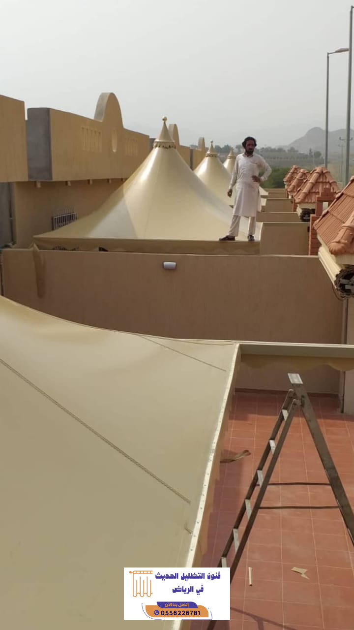 مظلات هرمية حي المهدية بالرياض للمباني والمنشات 6 مظلات هرمية حي المهدية بالرياض للمباني والمنشات